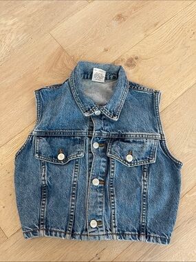 Vintage BONGO 1980’s/1990’s Light Blue Denim Cropped Jacket Vest Size Small